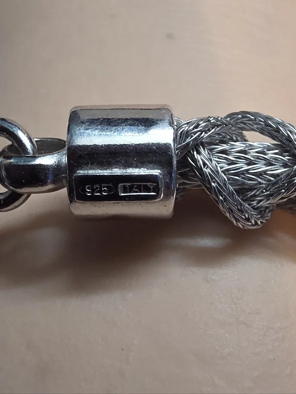925 Sterling Silver Italian Braided Multi Strand Mesh Bracelet 22g